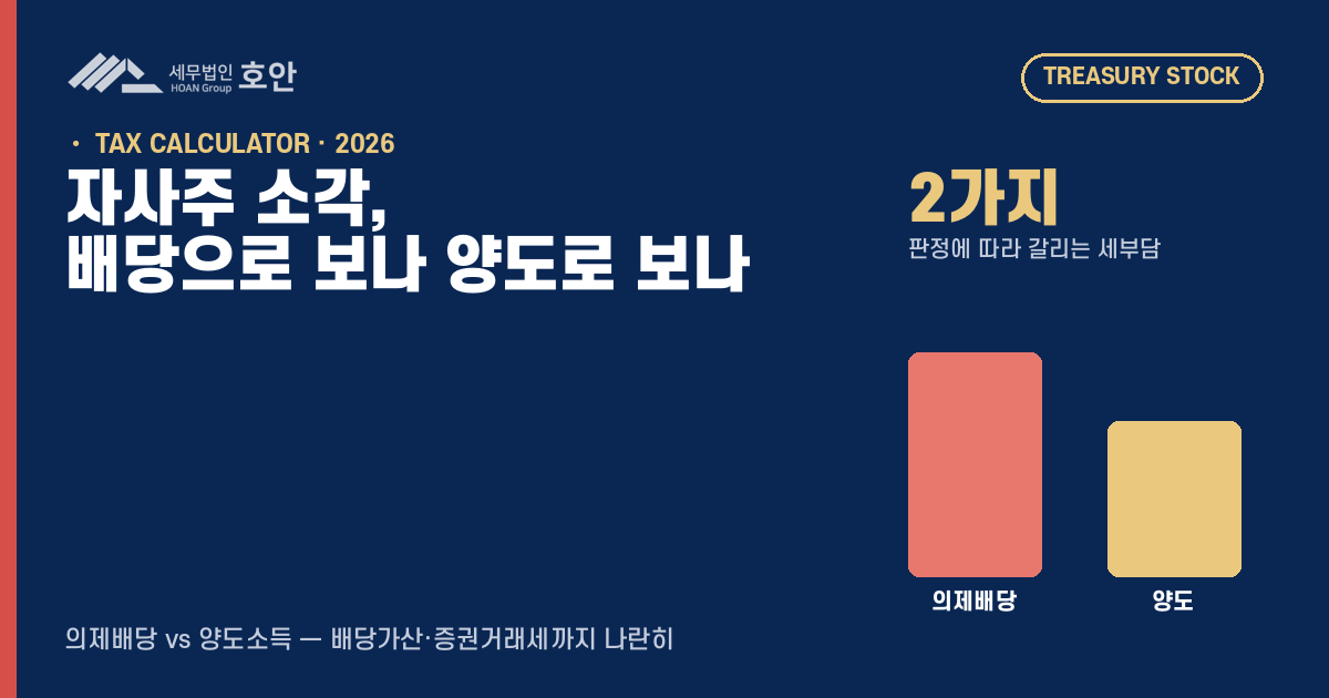자사주 소각 세부담 계산기 — 의제배당과 양도 비교