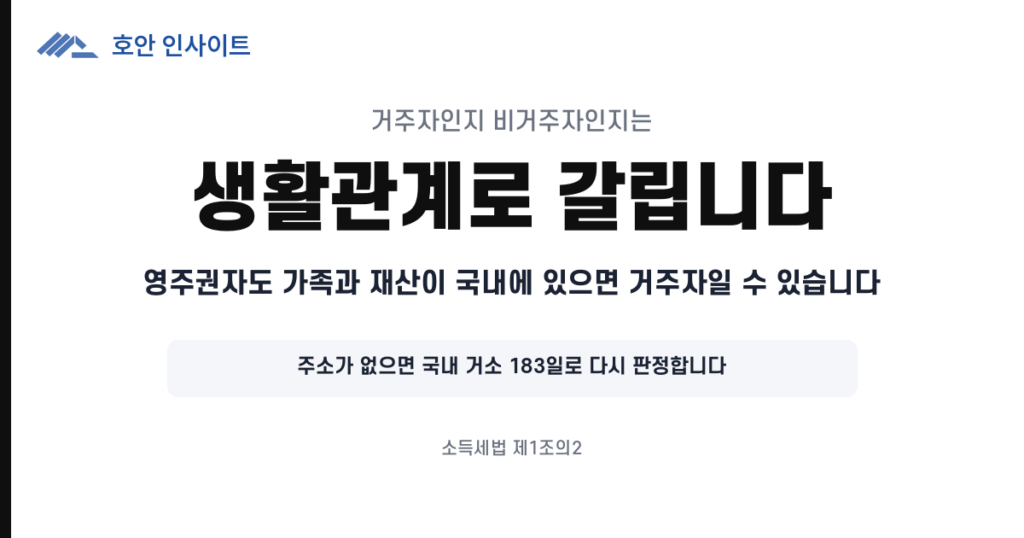 거주자·비거주자 판정 기준과 183일 거소 요건
